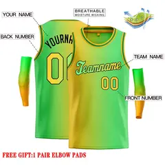 Yellow Neon Green-Black Gradient Tilted Basketball Jersey 2