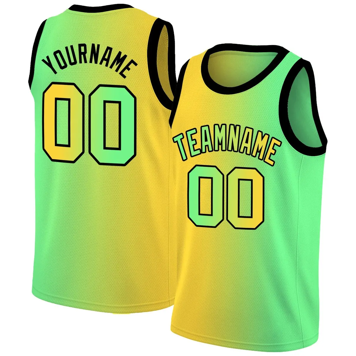 Yellow Neon Green Gradient Fashion Basketball Jersey