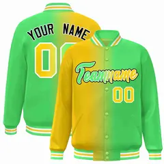 Yellow Neon Green-White Gradient Letterman Varsity Jacket