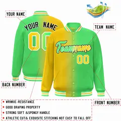 Yellow Neon Green-White Gradient Letterman Varsity Jacket 2