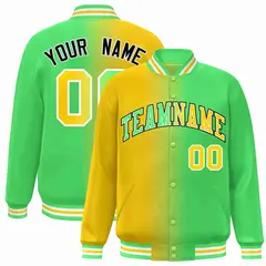Yellow Neon Green-White Gradient Letterman Varsity Jacket