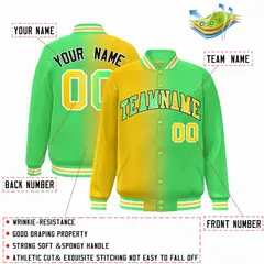 Yellow Neon Green-White Gradient Letterman Varsity Jacket 2