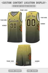 Yellow Olive-Cream Flame Gradient Basketball Jersey 2