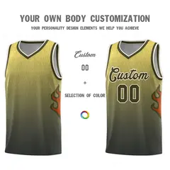 Yellow Olive-Cream Flame Gradient Basketball Jersey 3