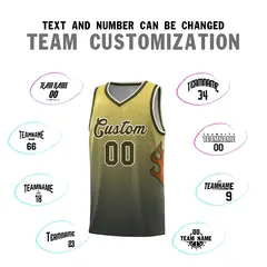 Yellow Olive-Cream Flame Gradient Basketball Jersey 4