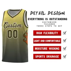 Yellow Olive-Cream Flame Gradient Basketball Jersey 5