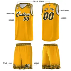 Yellow Olive Indians Print Basketball Uniform Jersey 5