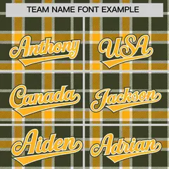 Yellow Olive Plaid Authentic Baseball Jersey 3