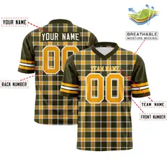 Yellow Olive Plaid Pattern Authentic Football Jersey 2