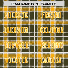 Yellow Olive Plaid Pattern Authentic Football Jersey 3
