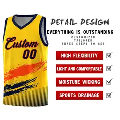 Yellow Orange and Navy Graffiti Basketball Jersey 2