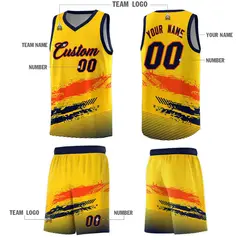 Yellow Orange and Navy Graffiti Basketball Jersey 5