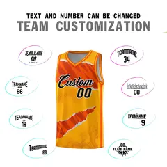 Yellow Orange-Black Tear Graffiti Basketball Jersey 4