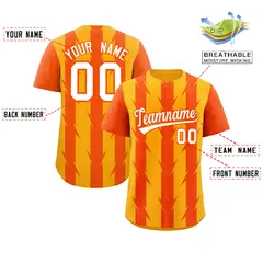 Yellow Orange Blade Pattern Raglan Baseball Jersey 2