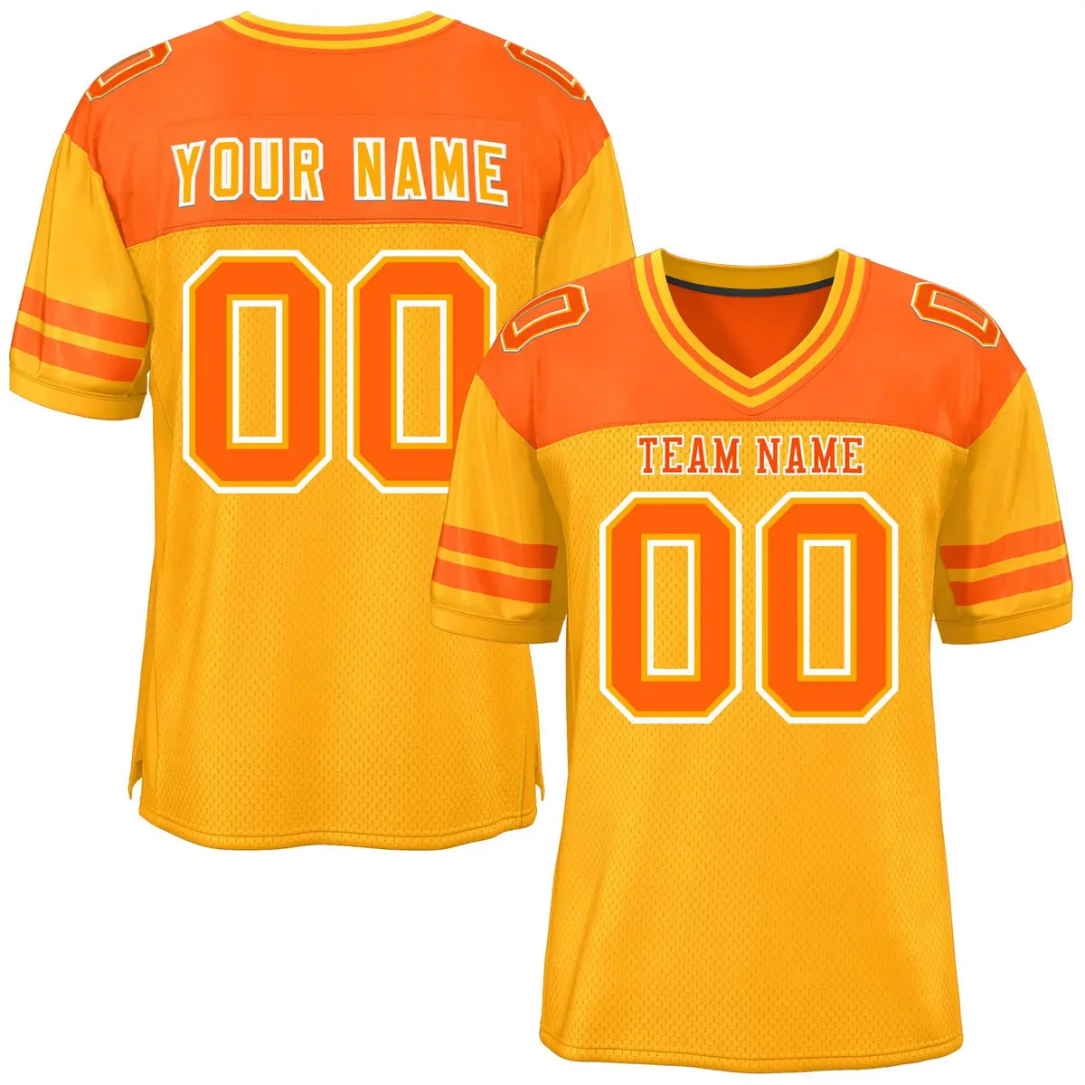 Yellow Orange Color Block Authentic Football Jersey