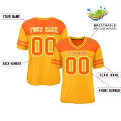Yellow Orange Color Block Authentic Football Jersey 2