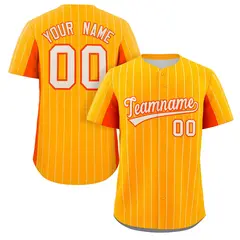 Yellow Orange-Cream Stripe Full Button Baseball Jersey 1