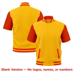 Yellow Orange Gold Short Sleeve Full-Snap Varsity Jacket 7