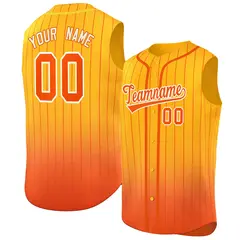 Yellow Orange Gradient Stripe Sleeveless Baseball Jersey