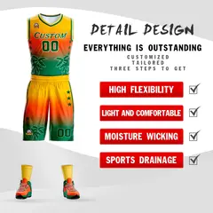 Yellow Orange-Green Gradient Coconut Palm Pattern Basketball Jersey 2