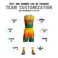 Yellow Orange-Green Gradient Coconut Palm Pattern Basketball Jersey 4