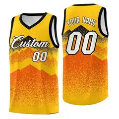 Yellow Orange Mountain Fade Gradient Basketball Jersey 1