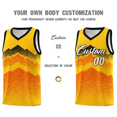 Yellow Orange Mountain Fade Gradient Basketball Jersey 3