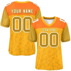 Yellow Orange-Old Gold Raglan Sleeves Camo Football Jersey
