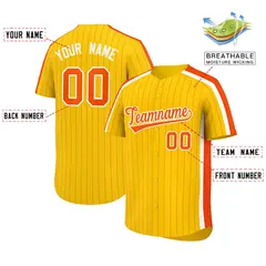Yellow Orange Pinstripe Two-tone Side Baseball Jersey 2