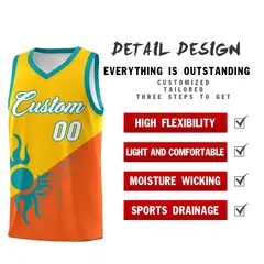 Yellow Orange Radiant Sun Two Tone Basketball Jersey 3