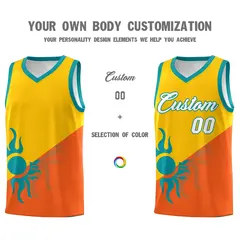 Yellow Orange Radiant Sun Two Tone Basketball Jersey 4