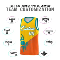 Yellow Orange Radiant Sun Two Tone Basketball Jersey 5