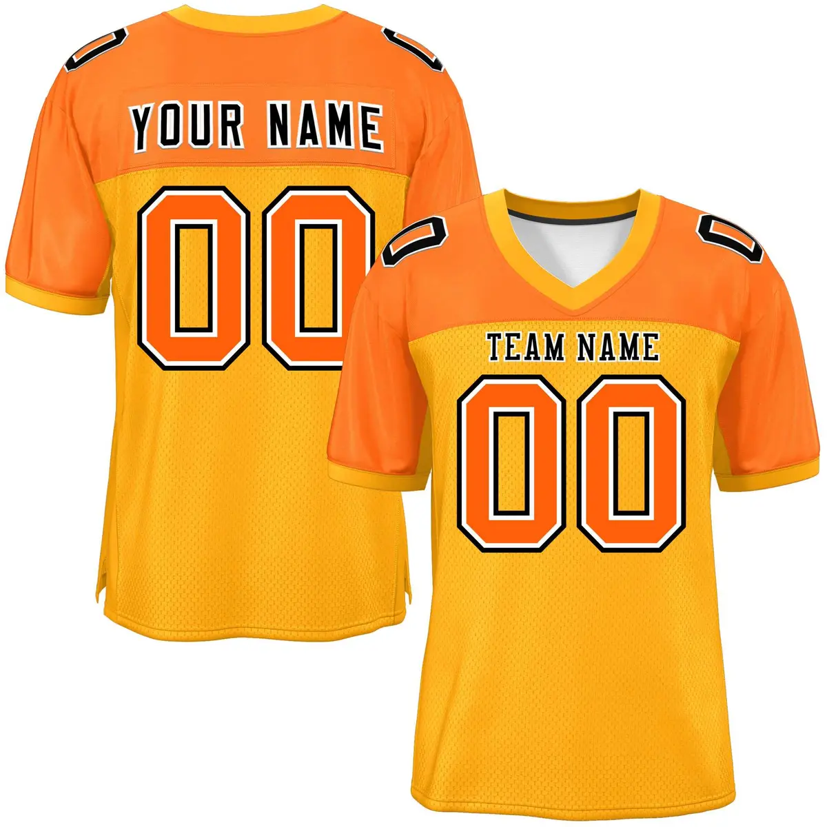 Yellow-Orange Raglan Sleeves Football Jersey