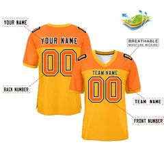 Yellow-Orange Raglan Sleeves Football Jersey 2