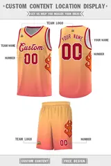 Yellow Orange-Red Flame Gradient Fashion Basketball Jersey 2