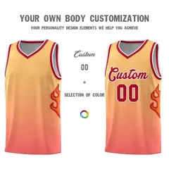 Yellow Orange-Red Flame Gradient Fashion Basketball Jersey 3