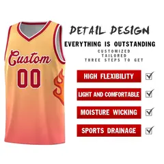 Yellow Orange-Red Flame Gradient Fashion Basketball Jersey 5