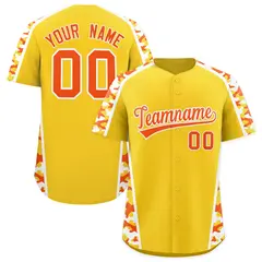 Yellow Orange Side Camo Baseball Jersey 1