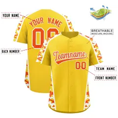 Yellow Orange Side Camo Baseball Jersey 2