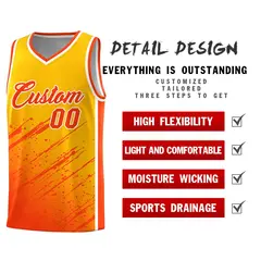 Yellow Orange Splash Basketball Kits with Tackle Twill 2