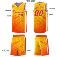 Yellow Orange Splash Basketball Kits with Tackle Twill 5