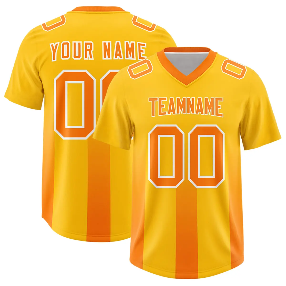 Yellow Orange Vertical Gradient Stripe Team Football Jersey