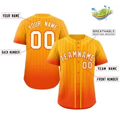 Yellow Orange-White Gradient Stripe Baseball Jersey 2