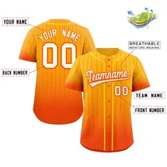 Yellow Orange-White Gradient Stripe Baseball Jersey 2