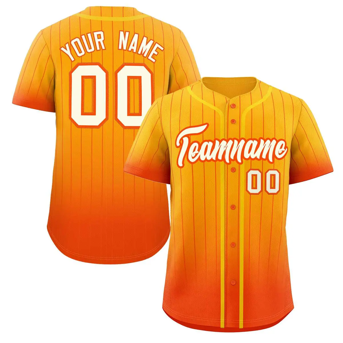 Yellow Orange-White Gradient Stripe Baseball Jersey