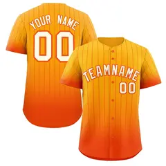 Yellow Orange-White Gradient Stripe Baseball Jersey
