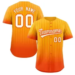 Yellow Orange-White Gradient Stripe Baseball Jersey