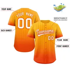Yellow Orange-White Gradient Stripe Baseball Jersey 2