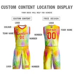 Yellow Orange-White Graffiti Pattern Mesh Basketball Jersey 3