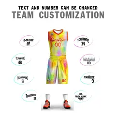Yellow Orange-White Graffiti Pattern Mesh Basketball Jersey 4